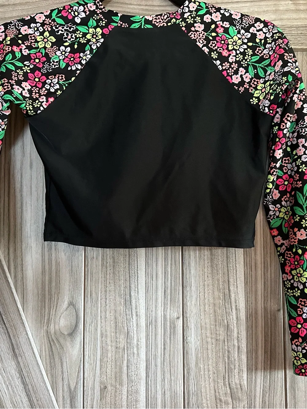 Art Class Girls Rash Guard Black Floral Like New! Size XL 14